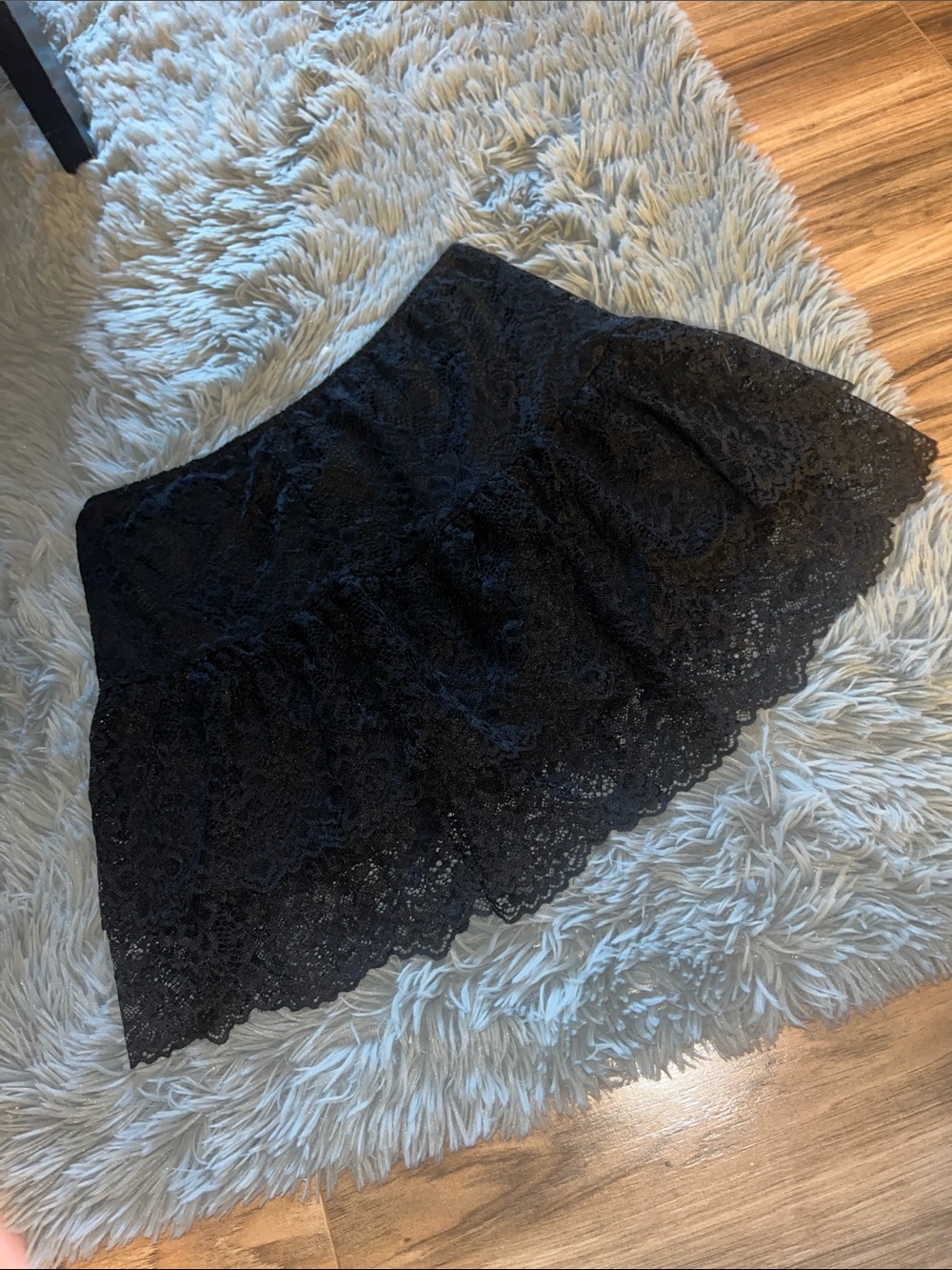 Black Lace Tiered Mini Skirt